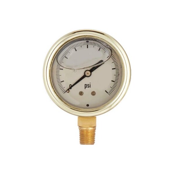 Engineered Specialty Products, Inc PIC Gauges 2.5" Forged Brass Pressure Gauge, 1/4" NPT, 0/200 PSI, Glycerine Filled, LM, 601L-254G - main